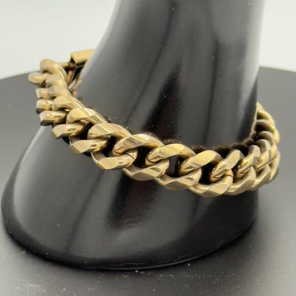 Men Speidel Gold Toned ID Bracelet REBEL Cuban Link Chain Engraved READ - Picture 3 of 9